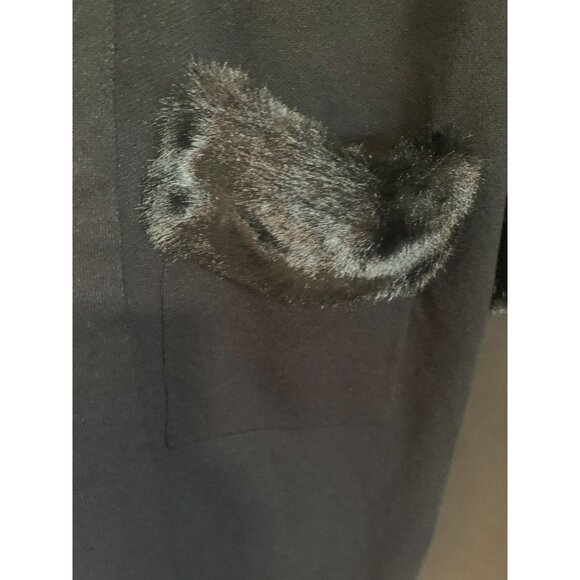 NWT MAX SPORT WOMEN'S CARDIGAN MEDIUM LONG KNIT fur accents pockets - Picture 6 of 7